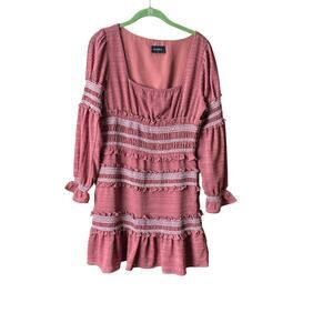 Storia Mini‎ Dress Smocked Dusty Mauve Size S/M